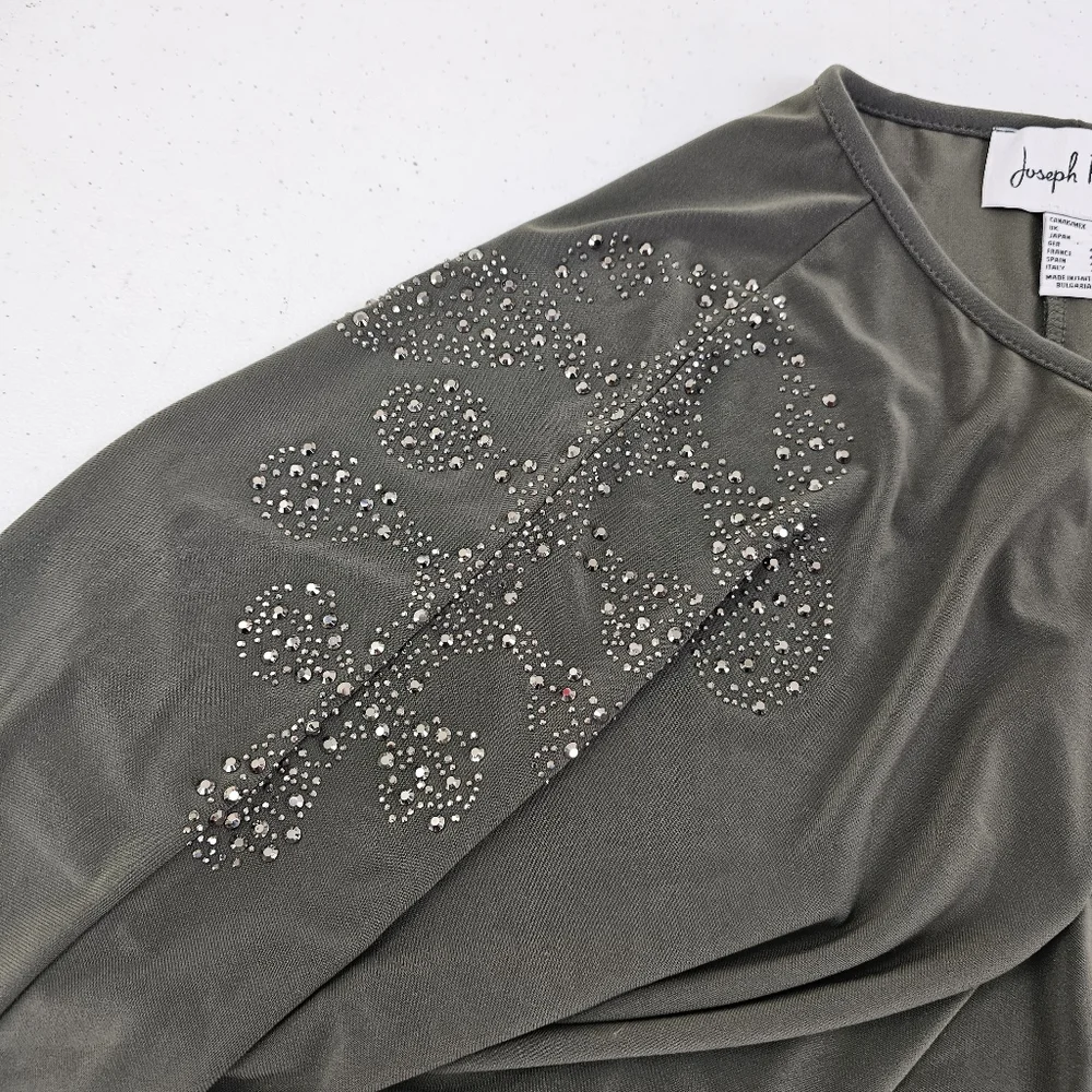 Joseph Ribkoff Women's Avocado Rhinestone Top Size 14 - Picture 4 of 7